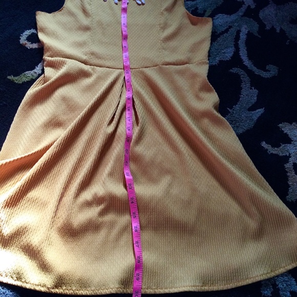 Free People Dress Golden Yellow w/ lace collar 4 - Picture 8 of 13